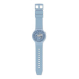 Reloj Swatch Bioceramic C-blue Mujer Hombre Color De La Malla Celeste Color Del Bisel Celeste Color Del Fondo Celeste