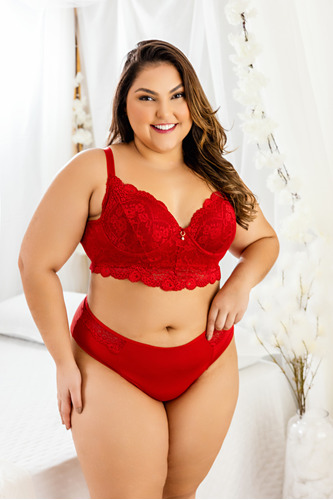 Conjunto Sensual Rubi Renda Plus Size Elegância