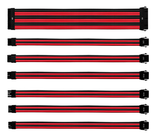 Kit Cables Extension Para Psu Cooler Master Rojo Y Negro