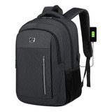 Mochila Phull Porta Notebook Travel Viajes Impermeable Con Banda Para Carry-on  Usb Y Salida De Auriculares - Color Gris Oscuro