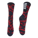 Medias 1/2 Caña Reef Crew Socks Camo Negro Rojo Hombre