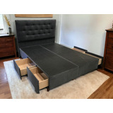 Cama Cajonera + Respaldo 140x190 Ecocuero