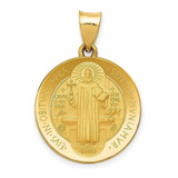 Collar Con Dije De Medalla De San Benito De Oro Amarillo De.