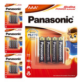 16 Pilhas Alcalinas Aaa 3a Panasonic 4 Cart