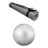 Kit Exercicio 1 Tapete Colchonete Yoga + 1 Bola Alongar 85cm Cor Cinza/cinza