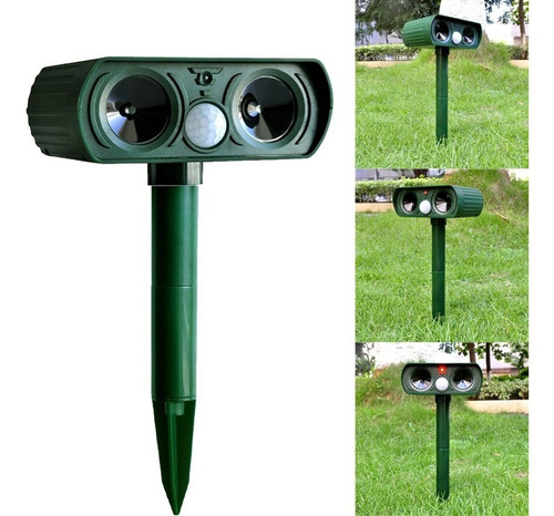 Repelente Gatos, Perros, Plagas De Jardin Ultrasonico, Solar Color Verde Oscuro