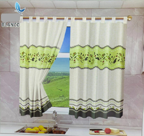 Cortinas Cortas Tropicales De Cocina O Ambiente Envio Gratis