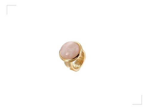 Anillo Cuarzo Rosa Natural Titanio 18k Gold Color Padua