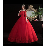 Vestido De Quinceañera Rojo Bonito Económico Quince Años 