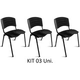 Kit 3 Cadeira Iso Empilhável Escola Salão Igreja Recepção