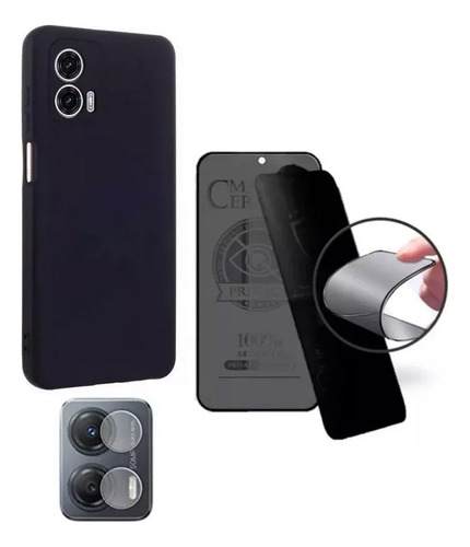 Capa Slim + Pelicula 9d Privacidade +pl Cam P/ Moto G73 5g