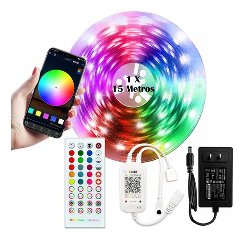 Luz Led Colorida Rgb Strip 5050 Bluetooth 15m