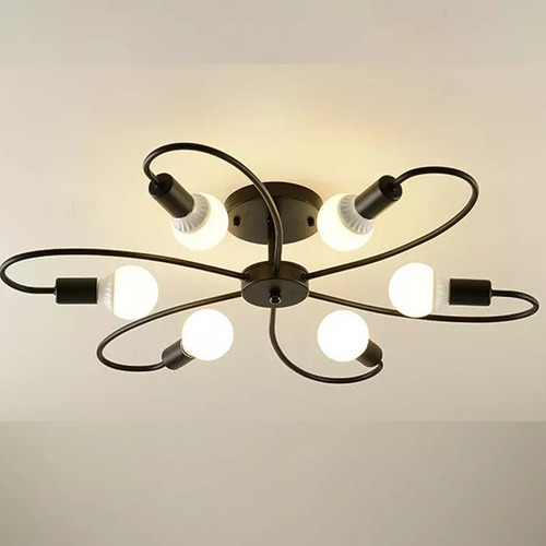 Lámpara De Techo Colgante Y Moderna Con 6 Luces Curva E27