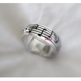 Anillo Pentagrama Compromiso Boda Alianza Grabado T18 A 23