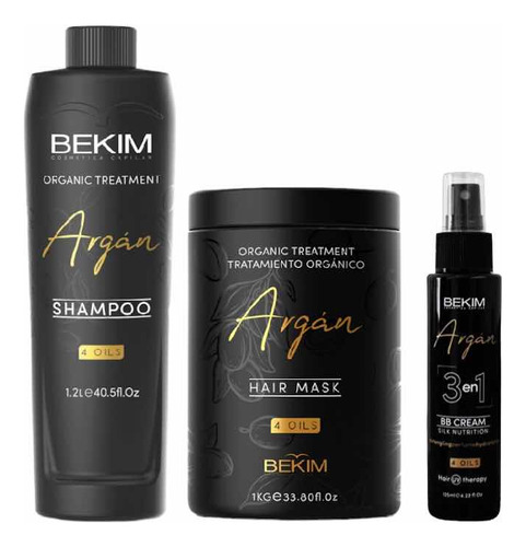 Kit Bekim Argan Shampoo 1,2l + Mascara 1k Y Serum Bb Cream