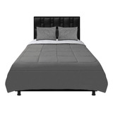 Cubrelecho Edredón Doble Faz Cama Queen 160 Color Gris-blanco