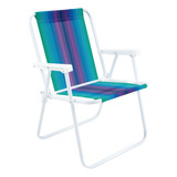 Cadeira De Praia Alta Reclinavel Mor Aço Azul Ciano E Roxo