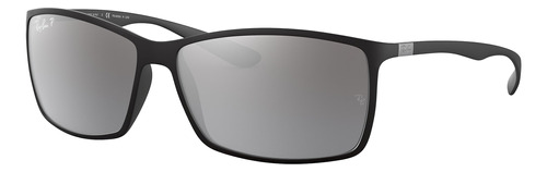 Anteojos De Sol Polarizados Ray-ban Rb4179 Standard Con Marco De Liteforce Color Matte Black, Lente Silver De Policarbonato Espejada, Varilla Matte Black De Liteforce