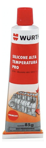Silicone Neutro Alta Temperatura Pro Vermelho 85g Wurth
