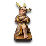 Niño Jesús Pasionista Nazareno Talla En Madera Estofado 25cm