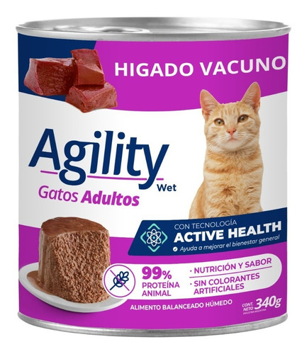 Alimento Húmedo Agility Para Gato Adulto Sabor Hígado En Lata De 340 G