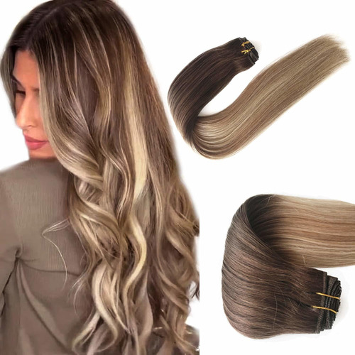 Extensiones Cabello 80gr 14in Ombre Balayage Marrón A Rubio