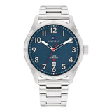 Reloj Tommy Hilfiger Forrest Para Caballero 1710563 Color De La Correa Plateado Color Del Bisel Plateado