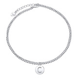 Tobillera Con Iniciales Para Mujer, De Plata De Ley 925, Aj.