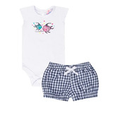 Conjunto Bebê Feminino Body E Shorts Xadres