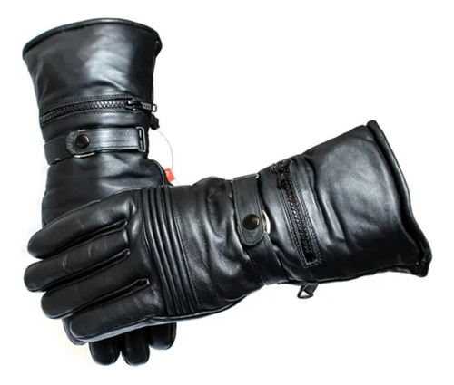 Guantes Largos Para Motociclista Piel Auténtica Clima Frío