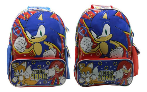 Mochila 18 Pulgadas Espalda Sonic Cresko Color Azul Diseño De La Tela Liso