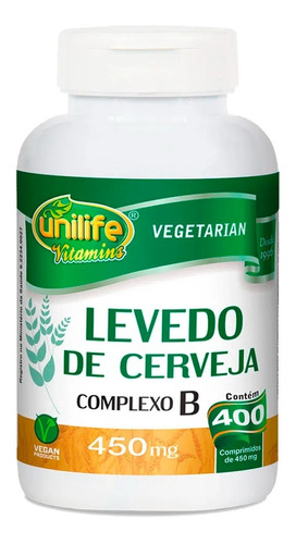 Levedo De Cerveja 450mg + Complexo B Unilife (400caps) 