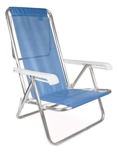 Kit 2 Cadeira Praia Alumínio Reforçada 8 Posições Reclinável