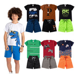 Kit Lote 5 Conjuntos Roupa Infantil Menino Masculino Atacado Barato Verão 1 Ao 8