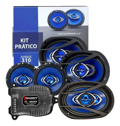 Kit 4 Auto Falante 6 + 6x9 Pol + Modulo Taramps Tl500 Forte 