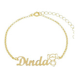 Pulseira Madrinha Dinda Menina Banhada A Ouro 18k