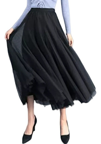 Faldas Largas De Tul Cintura Elástica,moda Cómodo Elegante