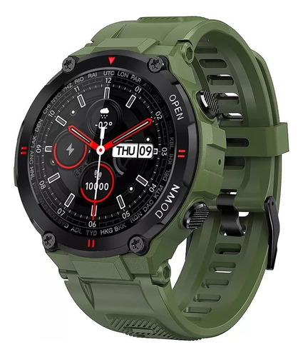 Smartwatch Táctico Reloj Inteligente Touch K22 Android Ios Color De La Caja Verde Color De La Correa Verde Color Del Bisel Negro