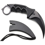 Cuchillo Tactico Hoja Tipo Kerambit Cs - Color Negro - Vaina