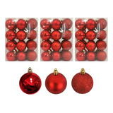 Adorno Navidad 72pz Decoracion Esferas Navideñas 3cm Color Rojo Liso