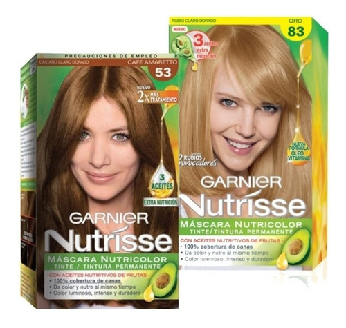 Coloración Tintura Permanente Nutrisse Garnier Pack 2 Kits