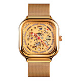 Reloj Hombre Skmei 9184 Acero Minimalista Elegante A Cuerda Color De La Malla Dorado/rosa