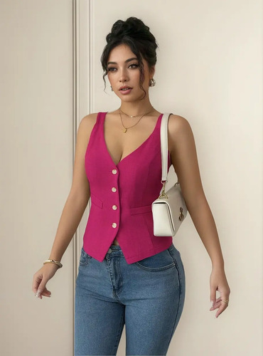 Camiseta Sin Mangas De Unsolo Pecho De Casual Para Mujer