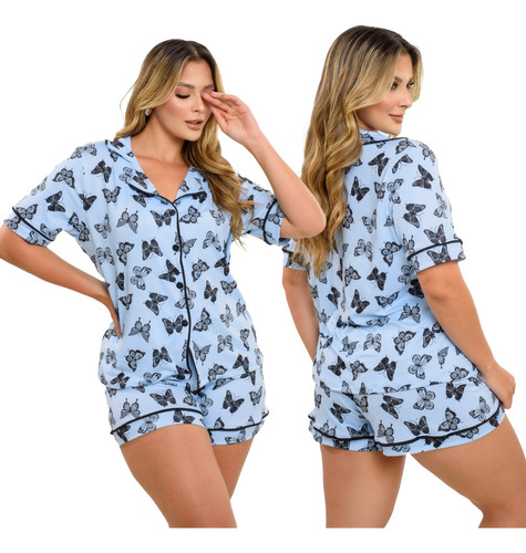 Pijama Americano Feminino Curto Pós Cirúrgico E Amamentação