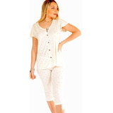 Pijama Camisero Verano Con Pantalon Capri Mujer Poema