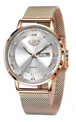 Relógio Pulseira Rosé Gold Feminino Fino Blogueira 