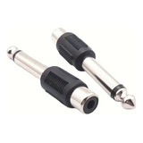 2 Conectores 6.3mm A Rca Hembra Adaptador De Audio