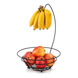 Fruteira Aramada Redonda Com Suporte Para Banana Arthi Black