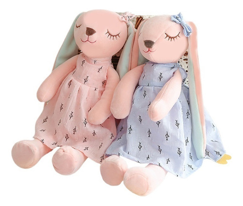 2pcs Peluche An'an, Conejo De Orejas Largas Con Falda 45cm