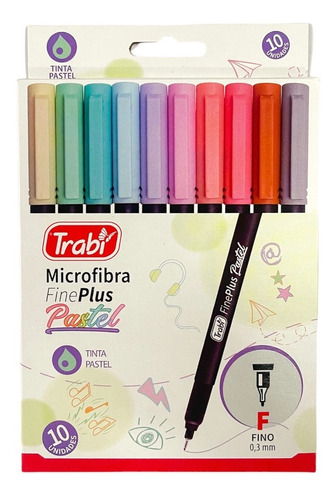 Microfibras Fineplus 0,3 Mm Trabi X 10 Colores Pastel